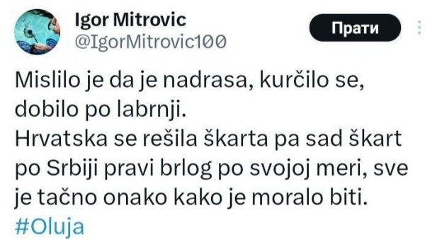 СРАМНА ИЗЈАВА БЛОКАДЕРА ЗГУБИДАНА: Српски шкарт из Хрватске добио је по лабрњи тачно како је требало (ФОТО)