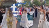 GRMI ĐURĐEVDAN USRED SOLUNA: Lepa srpska mlada zaustavila saobraćaj - svatovi uz trubače zaigrali na ulicama (VIDEO)