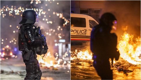 PUŠKAMA I VODENIM TOPOVIMA NA DEMONSTRANTE: Pogledajte kako švajcarska policija zavodi red nakon paljenja kontejnera (FOTO/VIDEO)