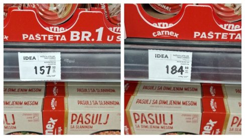 PAŠTETA SA 185 NA 157 DINARA: Uporedili smo cene nekih namirnica pre i posle sniženja - ovo je razlika (FOTO) PAŠTETA SA 185 NA 157 DINARA: Uporedili smo cene nekih namirnica pre i posle sniženja - ovo je razlika (FOTO)