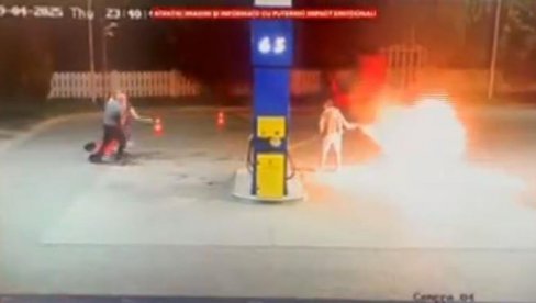 NAPRAVIO BACAČ PLAMENA, PA POKUŠAO DA SPALI RADNIKE Horor na benzinskoj pumpi: Nakon haosa pobegao sa lica mesta (VIDEO)