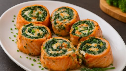 PUNJENI FILETI LOSOSA SA SPANAĆEM I FETOM: Recept za brzo i zdravo jelo PUNJENI FILETI LOSOSA SA SPANAĆEM I FETOM: Recept za brzo i zdravo jelo