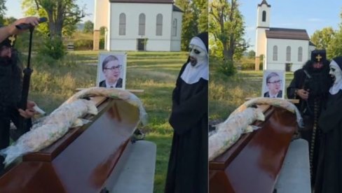ZA NJIHOVU BOLEST NEMA LEKA: Blokaderi sahranili Vučića - Postaju sve morbidniji (VIDEO)