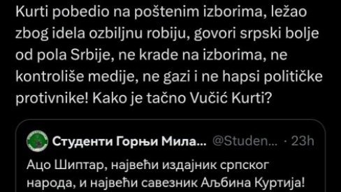 BLOKADERIMA JE KURTI IDOL: Zato prema Srbiji i Srbima imaju isti odnos
