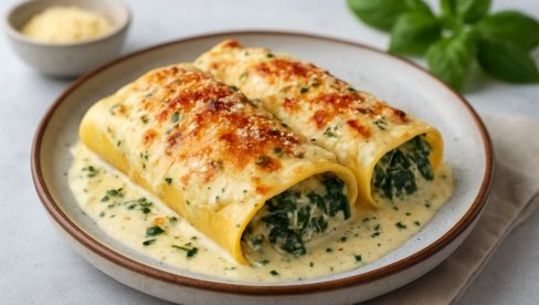 VEGETERIJANSKI KANELONI SA SPANAĆEM I RIKOTOM: Klasik mediteranskog ukusa VEGETERIJANSKI KANELONI SA SPANAĆEM I RIKOTOM: Klasik mediteranskog ukusa