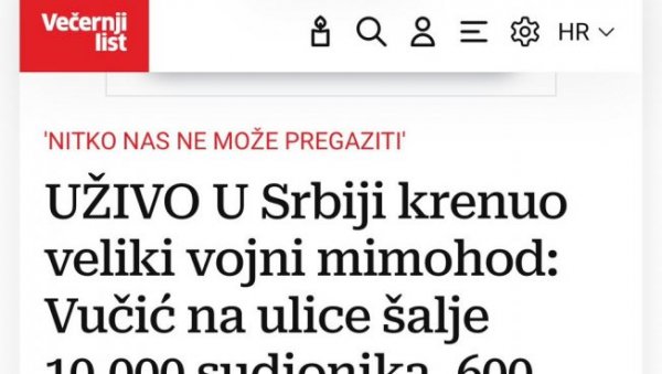 ВУЧИЋ ЈЕ ДИГАО СРПСКУ ВОЈСКУ ИЗ ПЕПЕЛА И СТВОРИО РЕГИОНАЛНУ СИЛУ Хрвати уживо преносили сваки детаљ са војне параде у Београду ВУЧИЋ ЈЕ ДИГАО СРПСКУ ВОЈСКУ ИЗ ПЕПЕЛА И СТВОРИО РЕГИОНАЛНУ СИЛУ Хрвати уживо преносили сваки детаљ са војне параде у Београду
