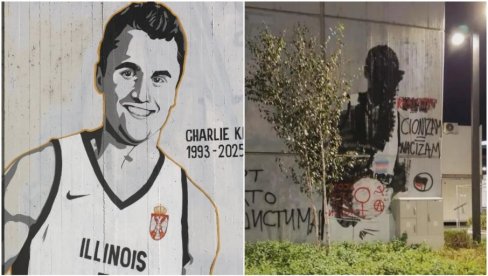 BRUKA: ️U toku noći oskrnavljen mural Čarliju Kirku u Beogradu (FOTO)