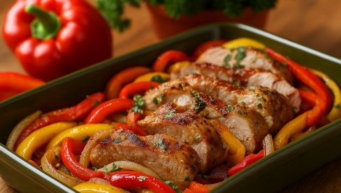 SOČNI SVINJSKI VRAT: Recept za sočno meso sa paprikom i lukom SOČNI SVINJSKI VRAT: Recept za sočno meso sa paprikom i lukom