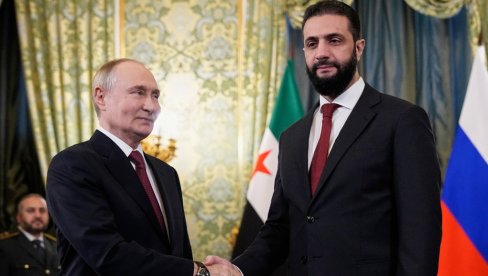 ПУТИН И ЕЛ ШАРА У КРЕМЉУ: Сирија ће поштовати све раније споразуме са Русијом (ВИДЕО) ПУТИН И ЕЛ ШАРА У КРЕМЉУ: Сирија ће поштовати све раније споразуме са Русијом (ВИДЕО)