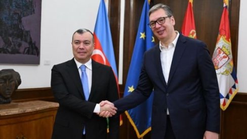 ОДНОСИ СРБИЈЕ И АЗЕРБЕЈЏАНА НА ВЕОМА ВИСОКОМ НИВОУ Вучић са Бабајевим: Ускоро очекујемо и посету Алијева Београду ОДНОСИ СРБИЈЕ И АЗЕРБЕЈЏАНА НА ВЕОМА ВИСОКОМ НИВОУ Вучић са Бабајевим: Ускоро очекујемо и посету Алијева Београду