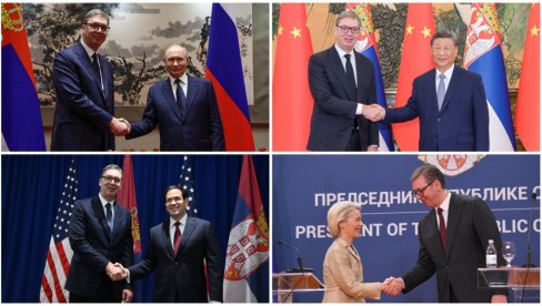 NI RUSKI, NI AMERIČKI, VEĆ SRPSKI PREDSEDNIK Dok blokaderi ruše i maštaju o izolaciji, Vučić diplomatskom ofanzivom radi za građane Srbije NI RUSKI, NI AMERIČKI, VEĆ SRPSKI PREDSEDNIK Dok blokaderi ruše i maštaju o izolaciji, Vučić diplomatskom ofanzivom radi za građane Srbije