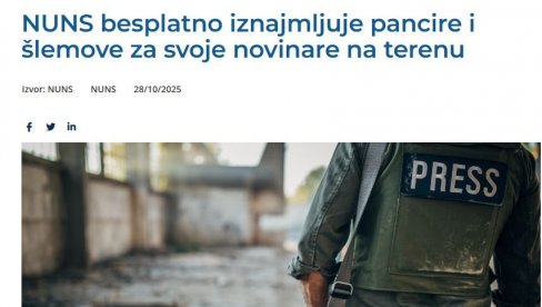 ZA ŠTA SE TO NUNS SPREMA? Novinare opremaju pancirima i šlemovima