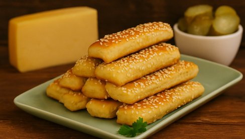 СЛАНИ ШТАПИЋИ СА СИРОМ И СУСАМОМ: Рецепт за хрскаве штапиће