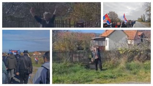 БАКА И ДЕКА ИЗАШЛИ ДА ПОЗДРАВЕ СРПСКЕ ХЕРОЈЕ: Док шачица блокадера покушава да их испровоцира, српски домаћини поздрављају пешаке са КиМ