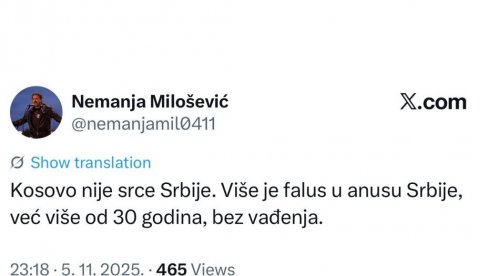 SRBIJO, JEL’ OVO DA VAM UČI DECU? Šef blokadera Pete beogradske gimnazije poručio deci - Kosovo nije srce Srbije