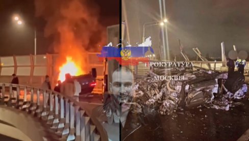 NOVAC I DELOVI AUTA LETELI PO PUTU: Tragedija u Moskvi - eksplodirao, u plamenu poginuo ruski milioner (UZNEMIRUJUĆI VIDEO)