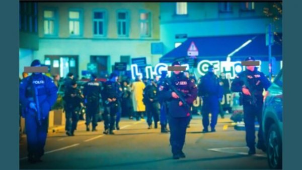 ГРАЂАНИ ШОКИРАНИ: Полиција дугим цевима обезбеђивала миран скуп у Бечу