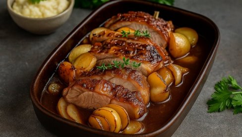 SVINJSKI VRAT SA JABUKAMA I CRNIM LUKOM: Recept za sočno meso