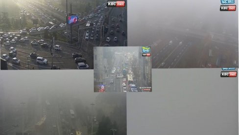 ХАОС НА УЛИЦАМА БЕОГРАДА ЗБОГ МАГЛЕ: Колапс на Аутокомади, на мото-путу и Панчевцу скоро па немогућа видљивост