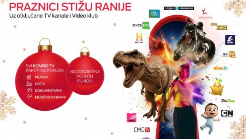PRAZNIČNI TV SPEKTAKL: Otključali smo vaše omiljene kanale Novogodišnji poklon za korisnike Iris TV, Super TV, MOVE, m:SAT TV i Antena Plus
