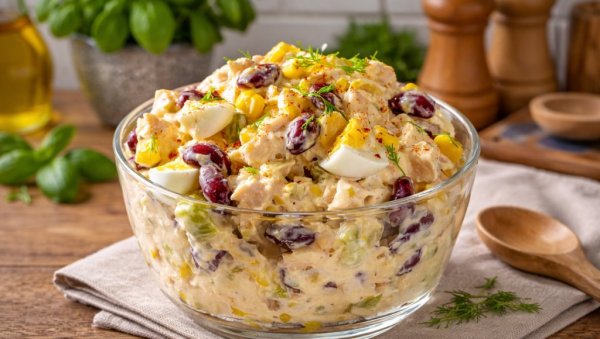 САЛАТА ОД ПИЛЕТИНЕ, ПАСУЉА И ЈАЈА: Кремасто, заситно и врло укусно!