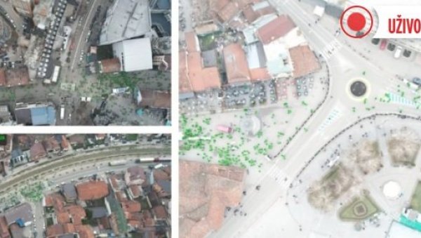 СТИГЛЕ ПРВЕ ФОТОГРАФИЈЕ ИЗ ДРОНА: Тачкасти софтвер пребројао блокадере - а тврде да је ово цела Србија