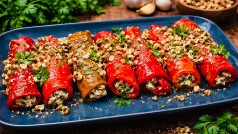 POSNE ROLNICE OD PEČENIH PAPRIKA I DIMLJENOG TOFU SIRA: Proveren recept za posno predjelo