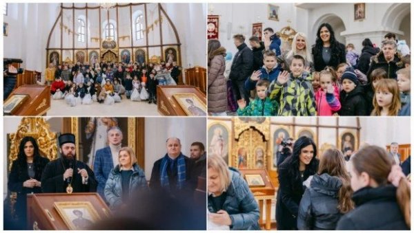 СРПСКОЈ ДЕЦИ У ДАЉУ ПОДЕЉЕНИ БОЖИЋНИ ПАКЕТИЋИ Фондација Света Петка развеселила најмлађе пред празник, нису скидали осмехе с лица!