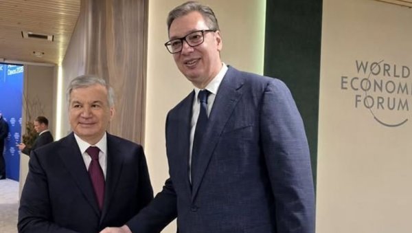 СРЕЋАН САМ ЗБОГ СРДАЧНОГ СУСРЕТА СА ПРИЈАТЕЉЕМ Вучић са председником Узбекистана о јачању сарадње две земље (ФОТО)