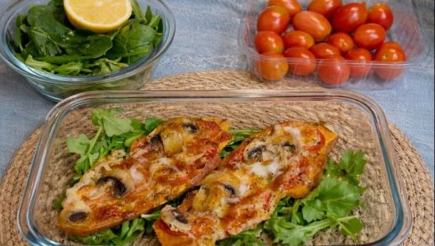 ПЕЧЕНИ БАТАТ СА МОЦАРЕЛОМ И ПОВРЋЕМ: Брз и здрав оброк из рерне