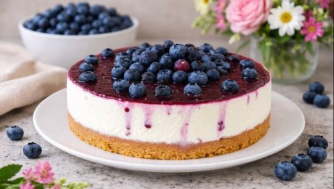 ČIZKEJK SA VOĆNIM PRELIVOM I SVEŽIM BOROVNICAMA: Slatka razonoda bez rerne!