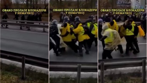 SNIMAK KOJI JE RAZOTKRIO SVE: U Nemačkoj tuku blokadere, u Srbiji im sve dozvoljeno