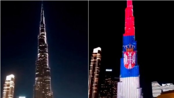 БУРЏ КАЛИФА ВЕЧЕРАС У БОЈАМА СРПСКЕ ЗАСТАВЕ: Невероватан снимак из Дубаија (ВИДЕО)