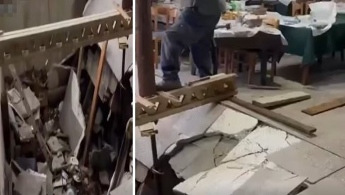 UŽAS U KAFANI: Propali kroz pod - goste za 4 stola progutala rupa koja se iznenada otvorila (VIDEO)