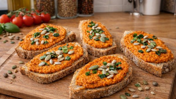 БРУСКЕТИ СА ПАРАДАЈЗОМ И КИКИРИКИЈЕМ: Посно на води