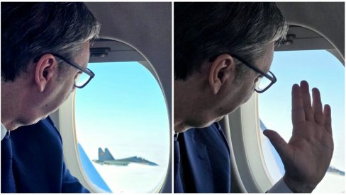 OVAKO SU SUHOJI PRATILI VUČIĆA IZNAD KAZAHSTANA: Predsednik Srbije pozdravio pilota, velika čast za Srbiju (VIDEO)