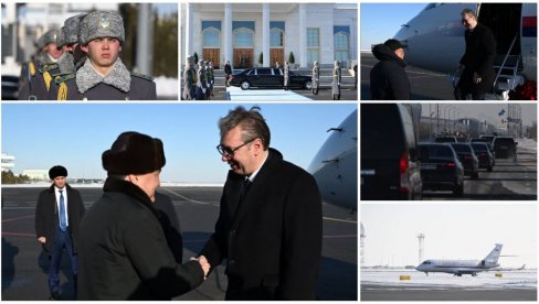 ВУЧИЋ У КАЗАХСТАНУ ДОЧЕКАН УЗ НАЈВИШЕ ДРЖАВНЕ ПОЧАСТИ: Председник Србије се огласио по слетању у Астану (ФОТО)