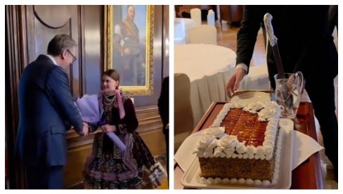 NEMA TORTE KAO ŠTO JE DOBOŠ-TORTA: Vučić dobio rođendanski poklon od slovačkog ambasadora (VIDEO)