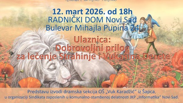 „ЧАРОБЊАК ИЗ ОЗА“ У НОВОМ САДУ : Хуманитарна представа школараца из Шапца