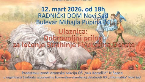 „ЧАРОБЊАК ИЗ ОЗА“ У НОВОМ САДУ : Хуманитарна представа школараца из Шапца