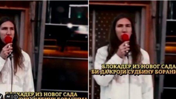 БРУКА БЛОКАДЕРА У БОРУ: Студент из Новог Сада држи говор о нашем месту