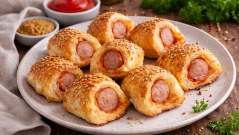 ЛИСНАТО ТЕСТО СА КОБАСИЦАМА И СИРОМ: Хрскави залогаји