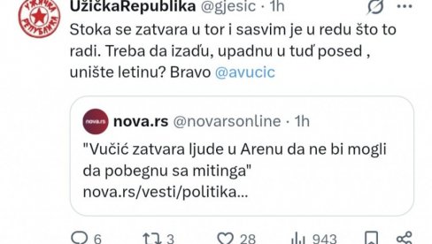 ODNOS BLOKADERA PREMA NARODU: Za njih su svi koji podržavaju Vučića - stoka