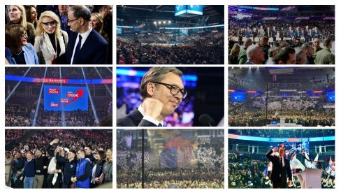 VUČIĆ NA VELIKOM SKUPU SNS U KRCATOJ ARENI: Srbija je naša porodica (FOTO/VIDEO)