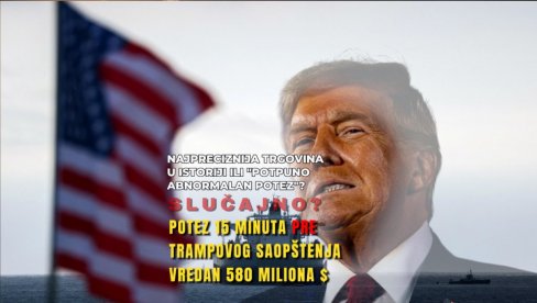 SLUČAJNO? Ko je to zaradio 580 miliona $ - 15 minuta pre Trampovog poteza? Jedna od najpreciznijih trgovina u istoriji