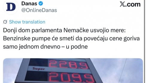 LICEMERAN STAV BLOKADERSKIH MEDIJA: U Nemačkoj uvode ograničenja za gorivo, a da je Vučić predložio istu meru, nastao bi opšti haos (FOTO)