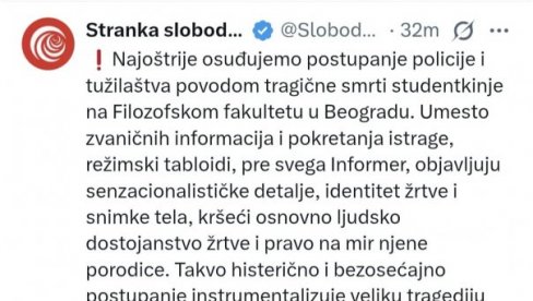 BRUKA I SRAMOTA ĐILASOVACA: Smrtni slučaj na Filozofskom fakultetu, a oni osuđuju policiju i tužilaštvo (FOTO)