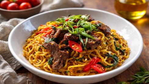 ЗАЧИЊЕНИ РЕЗАНЦИ СА ГОВЕДИНОМ И БЕЛИМ ЛУКОМ:  Брз и ароматичан оброк