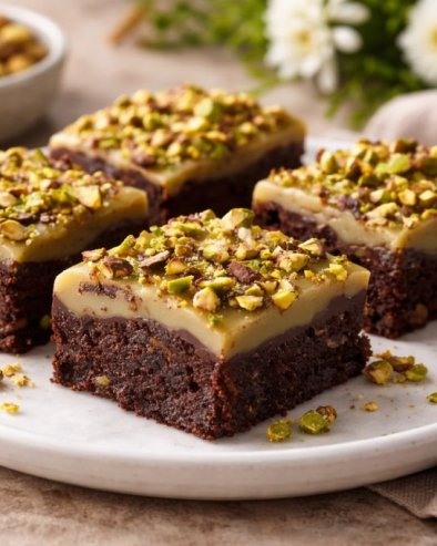 ПИСТАЋ БРАУНИ СА БЕЛОМ ЧОКОЛАДОМ: Чоколадно савршенство у сваком залогају