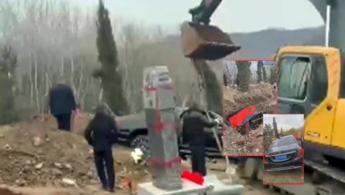 Bogataš sahranjen u luksuznom mercedesu: Zatrpali i mečku - samo tablice vrede 15.000 € (VIDEO)